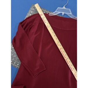 J Jill Boatneck Sweater Size M Petite Burgundy Ribbed Shoulder Knit